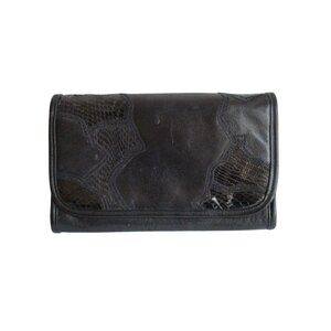 *Clemente Black 2-Way Clutch Retile Patch Accents Envelope Foldover